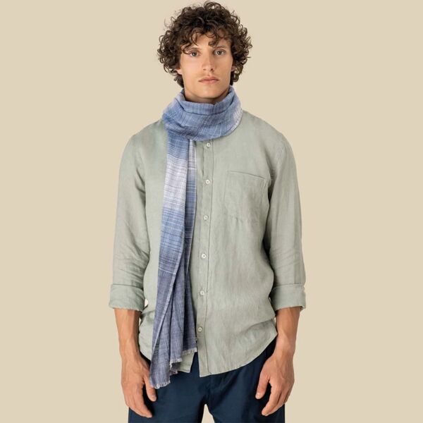 Spasso Blue Classic Check Scarf Thumbnail