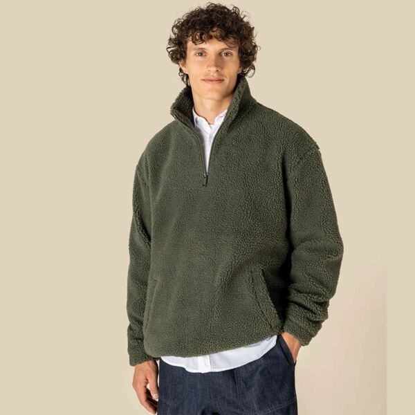 Spasso Unisex Sherpa Drop Shoulder 1/4 Zip Sweat Thumbnail